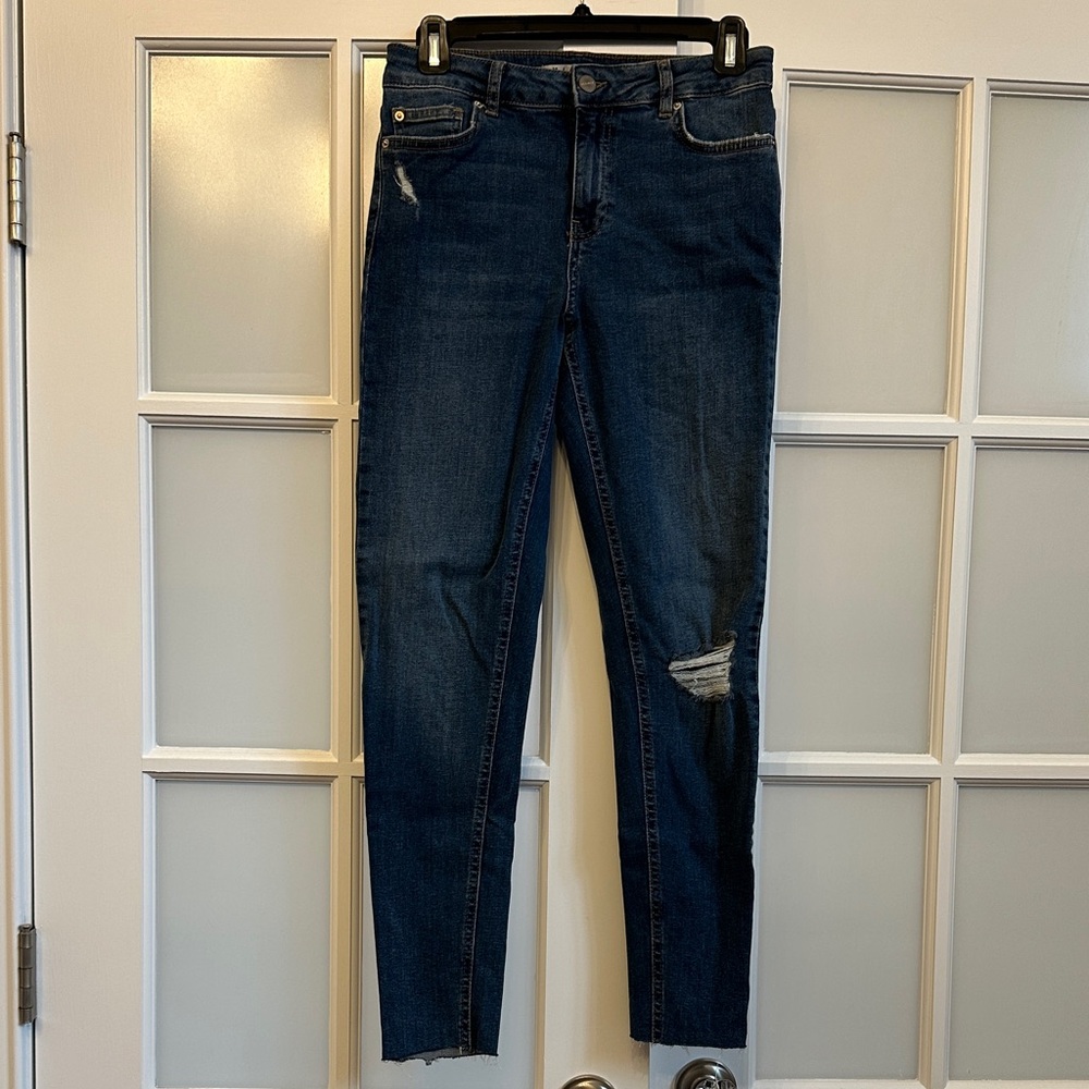 Denim&Co Dark Blue Women's Skinny Jeans with Distress